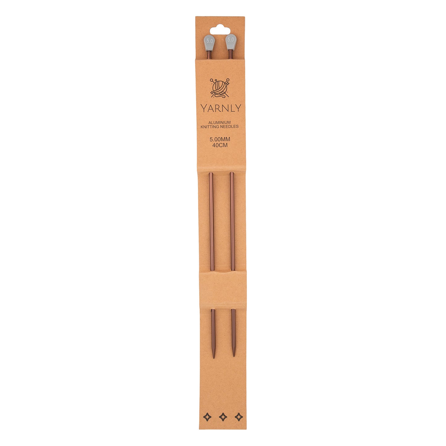 Yarnly - Aluminium Knitting Needles - Single Pointed - 5mm x 40cm