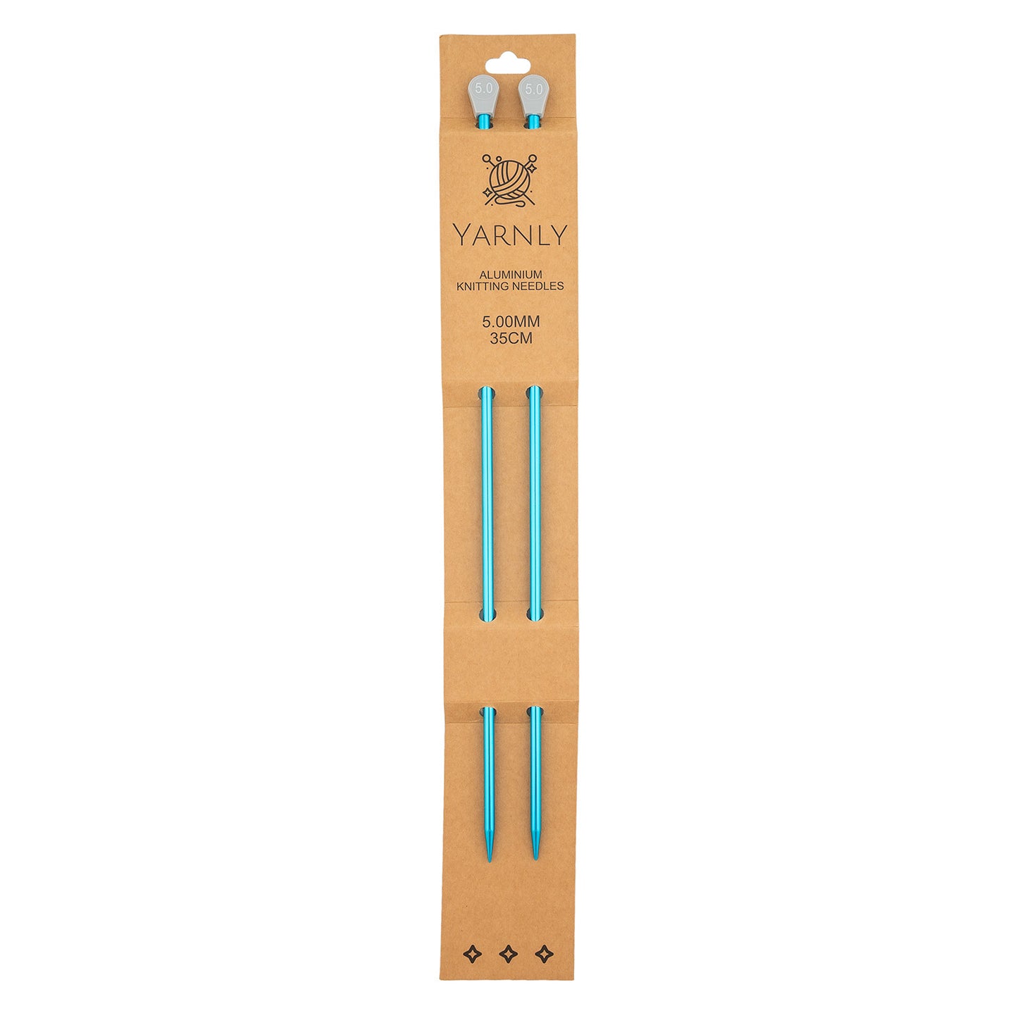 Yarnly - Aluminium Knitting Needles - Single Pointed - 5mm x 35cm