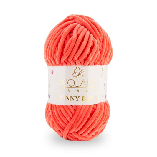 Wolans Bunny Baby - Chunky Chenille Yarn - Pack of 5 x 100g Balls - Bright Coral