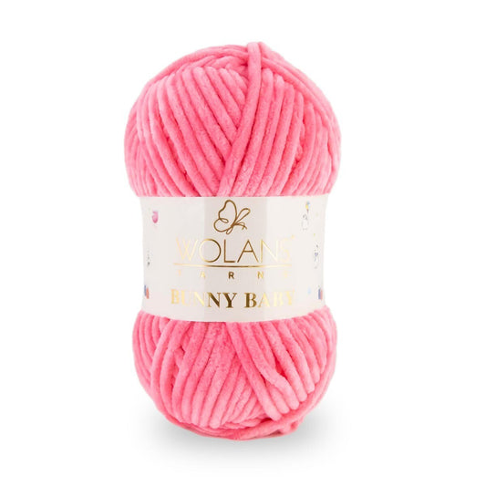 Wolans Bunny Baby - Chunky Chenille Yarn - Pack of 5 x 100g Balls - Bright Pink