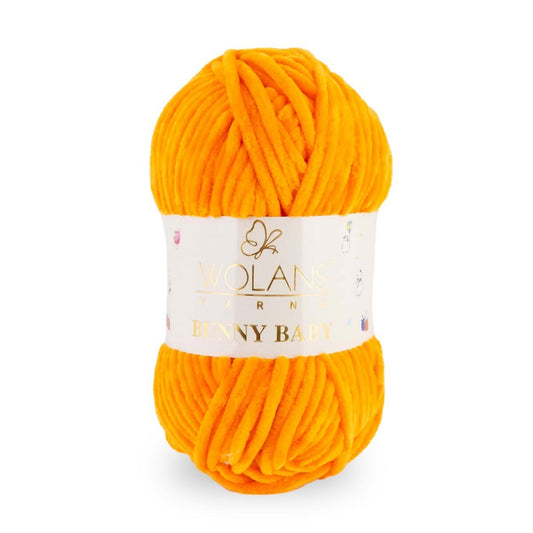 Wolans Bunny Baby - Chunky Chenille Yarn - Pack of 5 x 100g Balls - Bright Orange