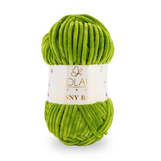 Wolans Bunny Baby - Chunky Chenille Yarn - Pack of 5 x 100g Balls - Apple Green