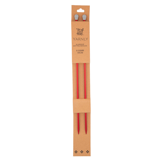 Yarnly - Aluminium Knitting Needles - Single Pointed - 6mm x 40cm