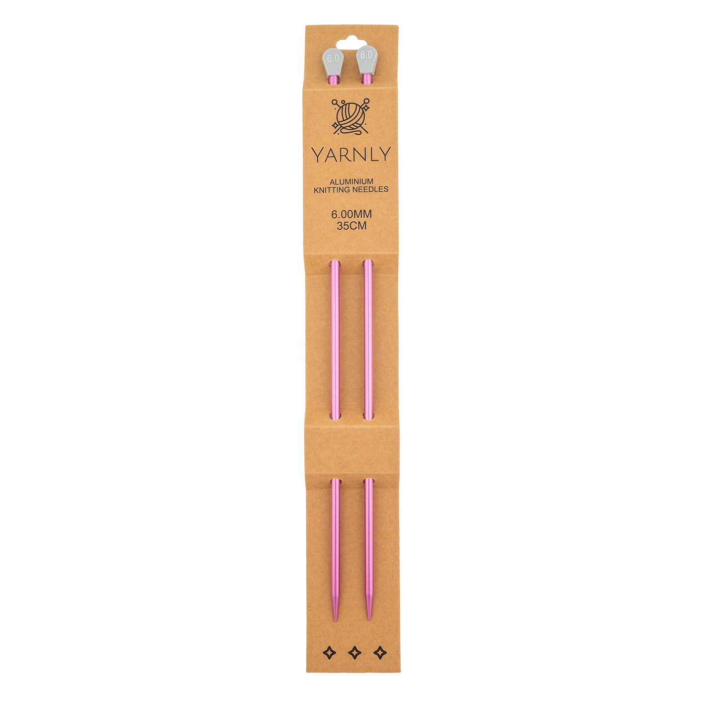 Yarnly - Aluminium Knitting Needles - Single Pointed - 6mm x 35cm