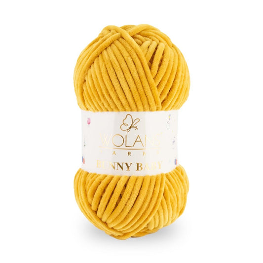 Wolans Bunny Baby - Chunky Chenille Yarn - Pack of 5 x 100g Balls - Dark Mustard