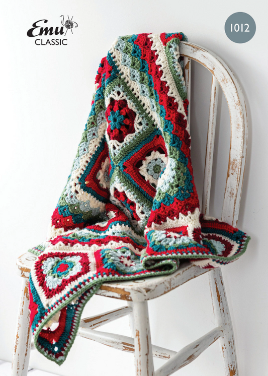 Emu Yarns - Crochet Pattern - 1012 - Christmas Folk Blanket