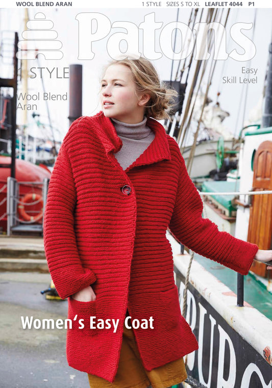 Patons - Knitting Pattern  - PBN4044 - Ladies Easy Knit Coat