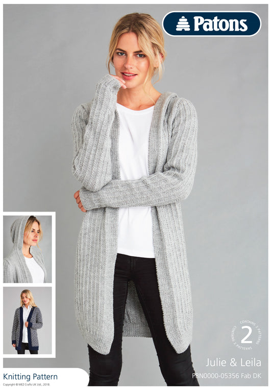 Patons - Multi Knitting Pattern  - PBN5356 - Long Hooded Cardigan