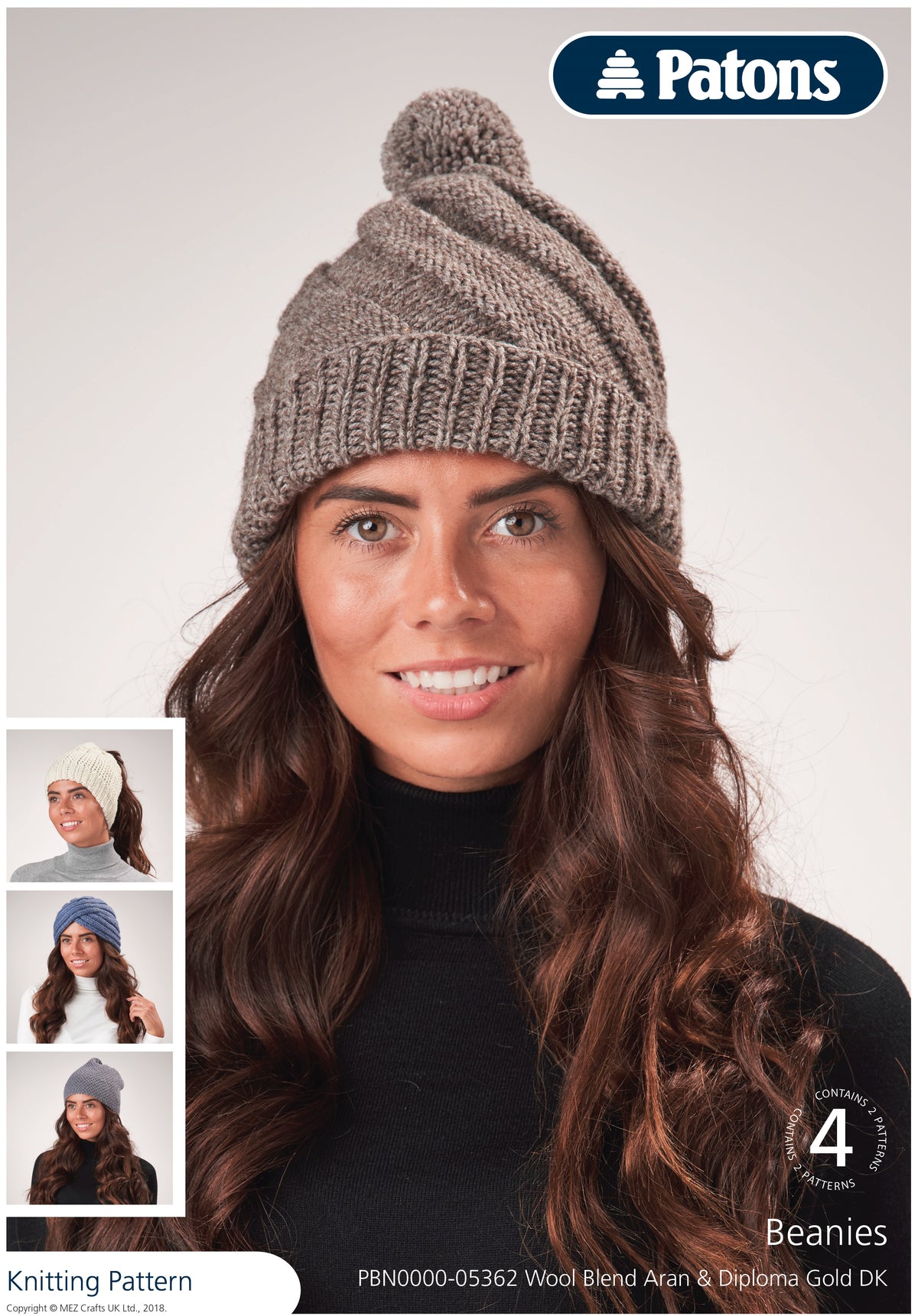 Multi Knit Patons - Multi Knitting Pattern - PBN5362 - Beanies and Turban ...