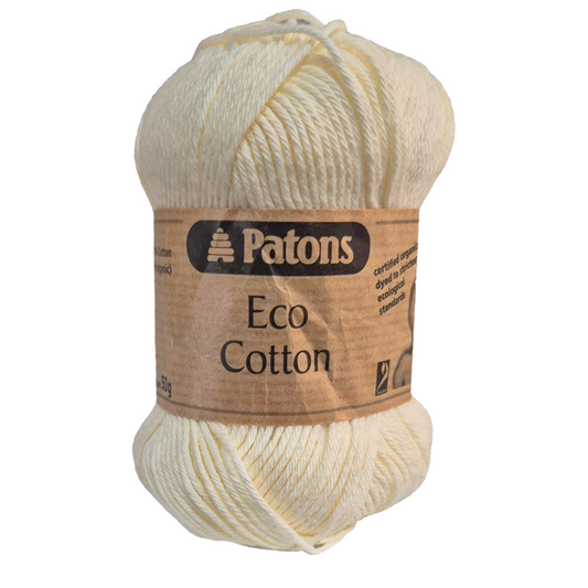 Patons - Eco Cotton - 4ply - 50g Ball - Certified Organic - Shade 002 Cream