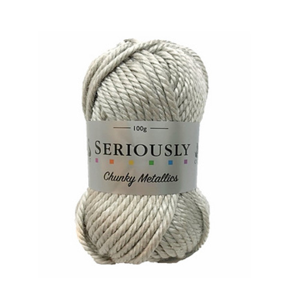 Cygnet - Seriously Chunky Metallics - Super Chunky Yarn - 100g Ball - 533 Platinum