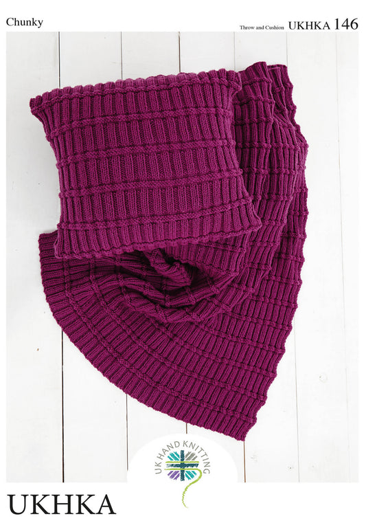 UKHKA - Multi Knitting Pattern - UKHKA 146 - Throw and Cushion