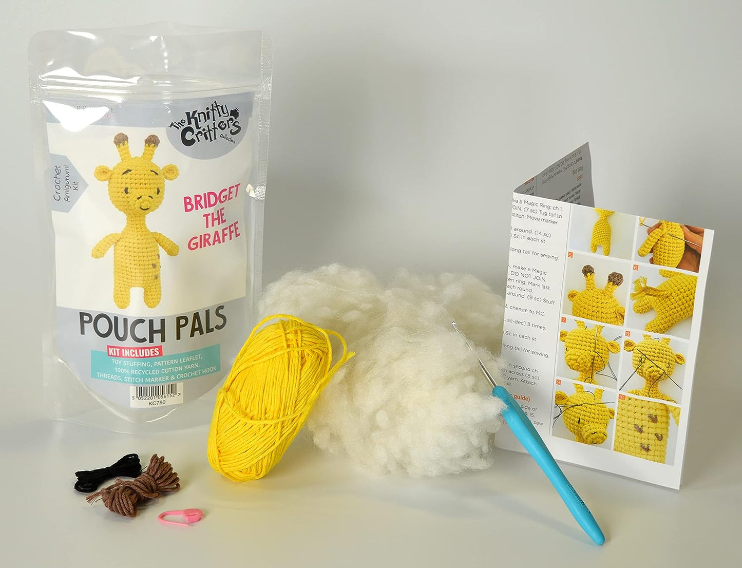 Knitty Critters - Pouch Pals - Amigurumi Crochet Kit - Bridget The Giraffe