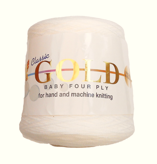 Woolcraft - Classic Gold - Baby 4Ply - 400g Cone - Cream