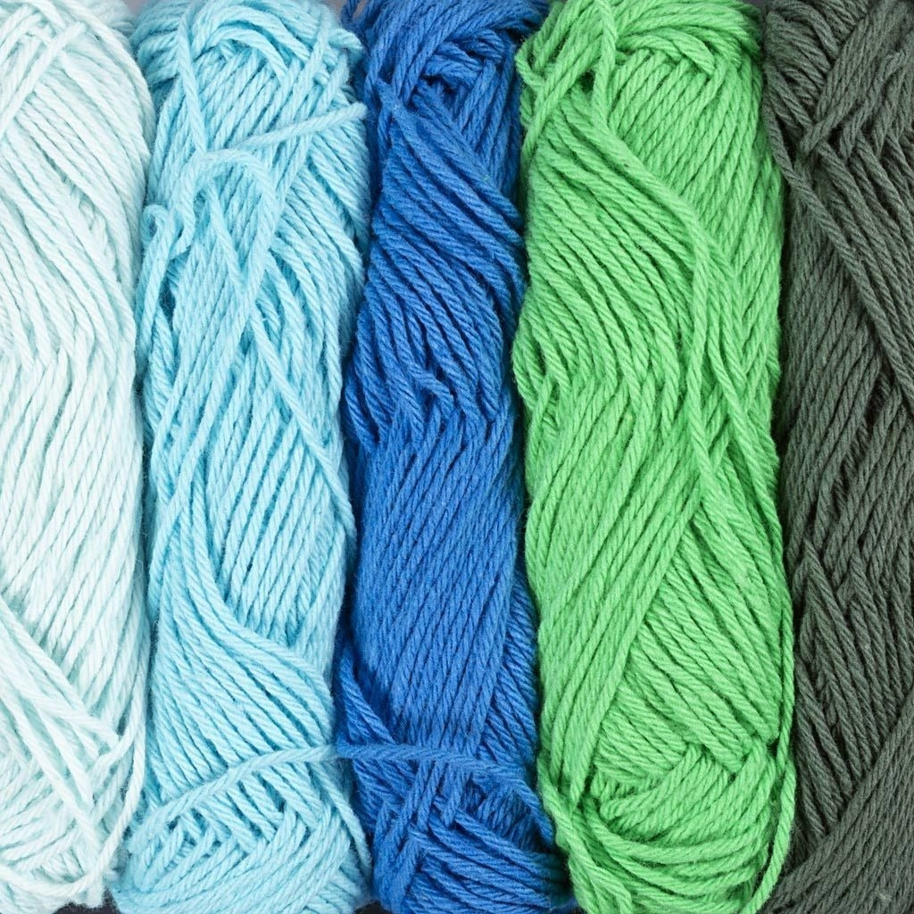 Creative - Cotton DK Yarn Pack - 5 x 20g Balls - Greens and Blues