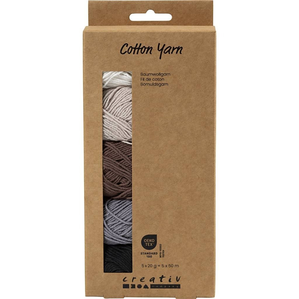 Creativ - Cotton DK Yarn Pack - 5 x 20g Balls - Naturals