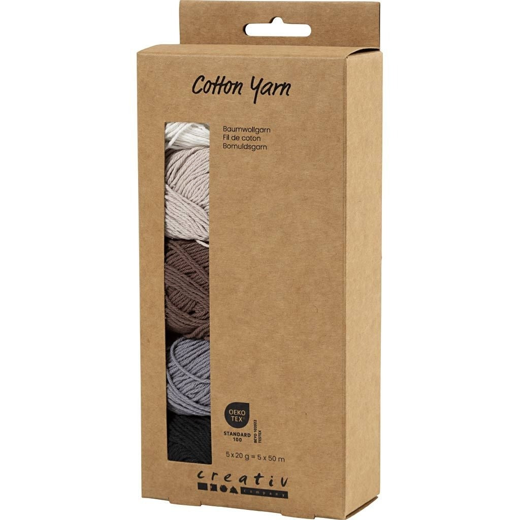 Creativ - Cotton DK Yarn Pack - 5 x 20g Balls - Naturals