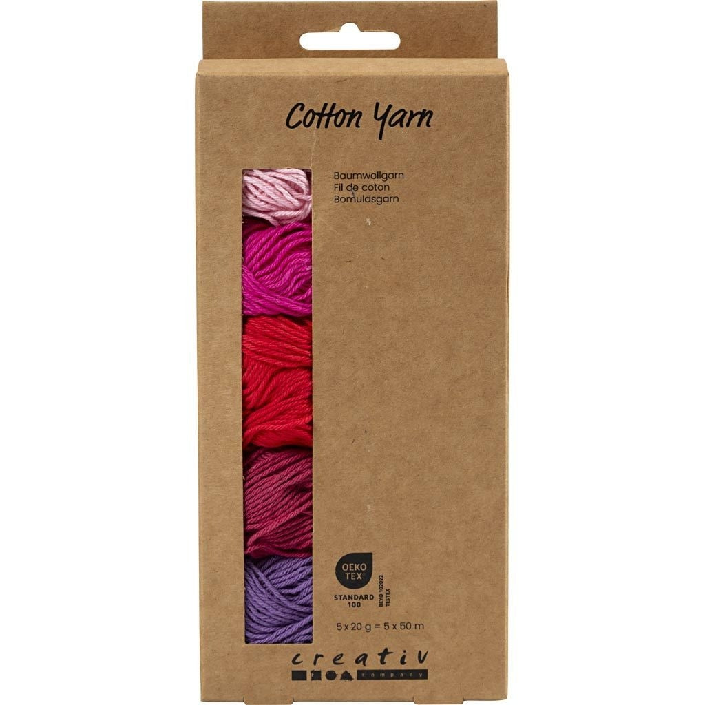 Creativ - Cotton DK Yarn Pack - 5 x 20g Balls - Pink Harmony