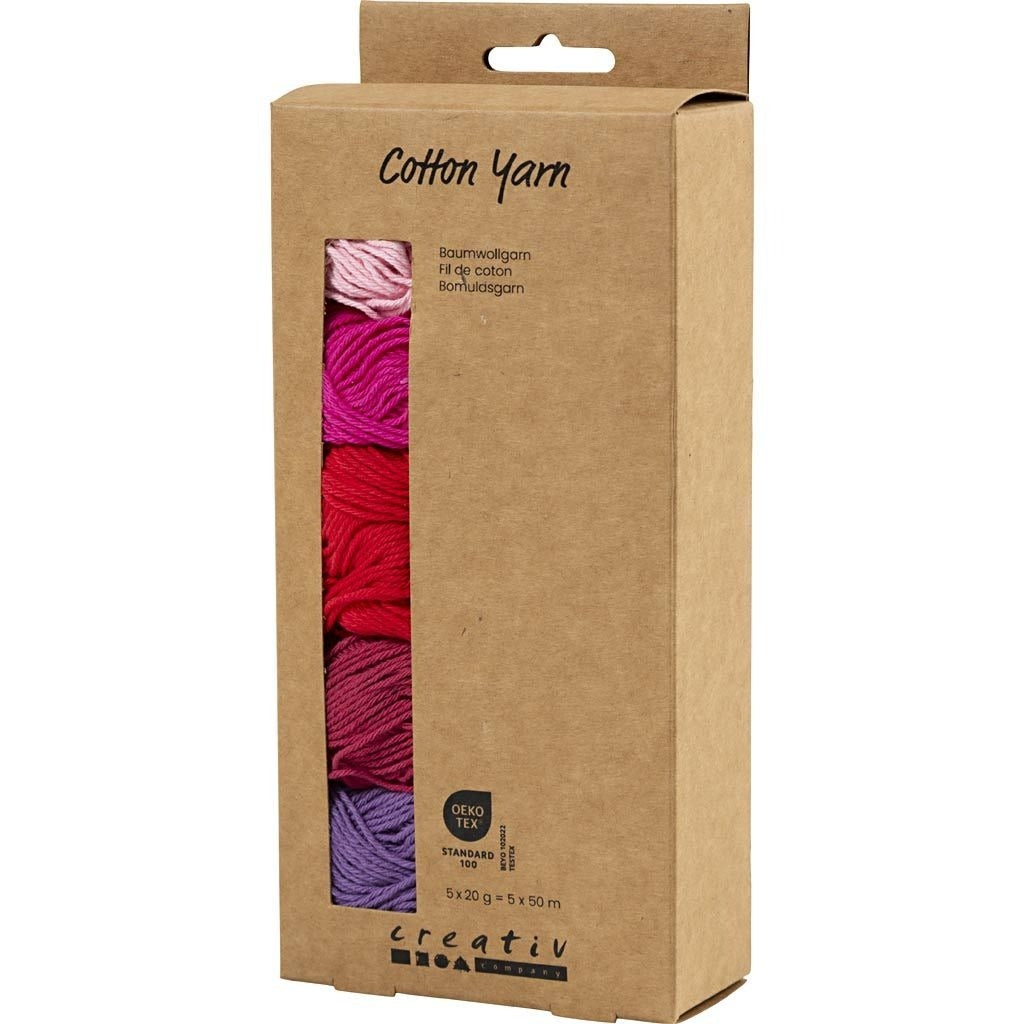 Creativ - Cotton DK Yarn Pack - 5 x 20g Balls - Pink Harmony