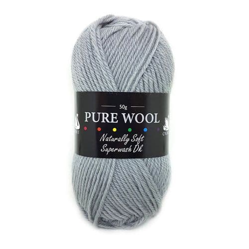 Cygnet Pure Wool Superwash DK – Light Grey (198) – 50g Ball