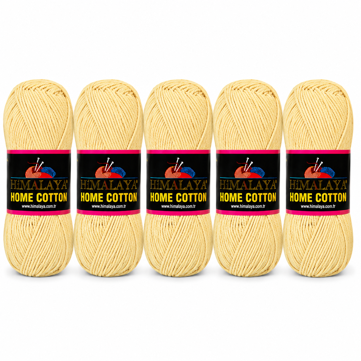 Himalaya Home Cotton Blend - Yellow Aran Yarn - 100g x 5 Ball Value Pack