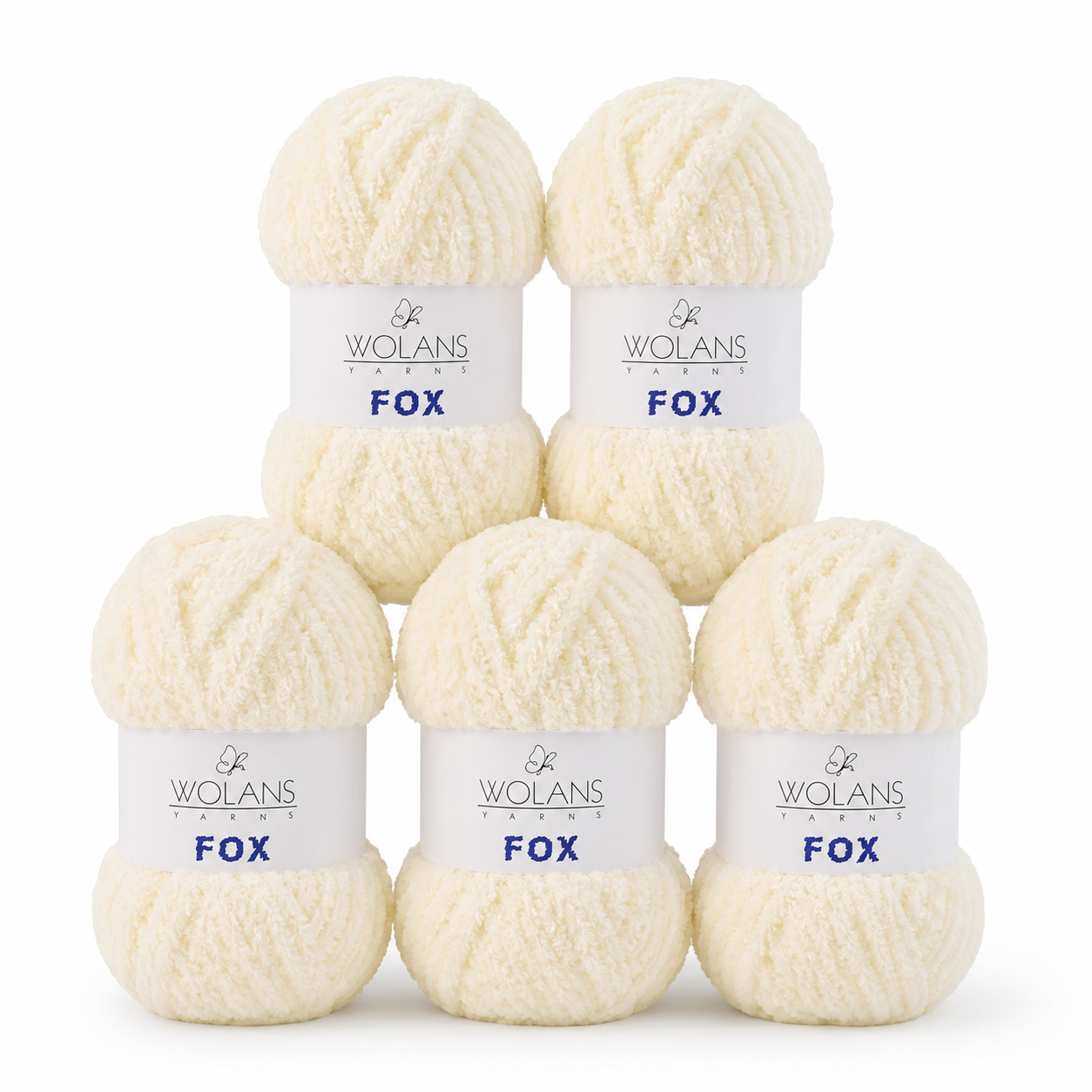 Wolans - Fox Yarn - Fluffy Fur Effect - Cream - 5 x 100g Ball Pack