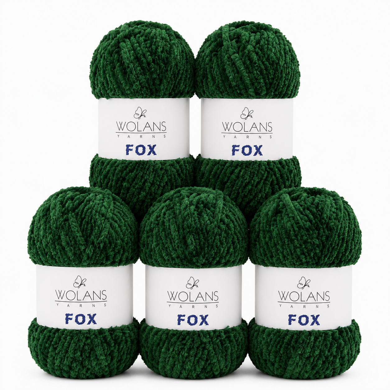 Wolans - Fox Yarn - Fluffy Fur Effect - Green - 5 x 100g Ball Pack