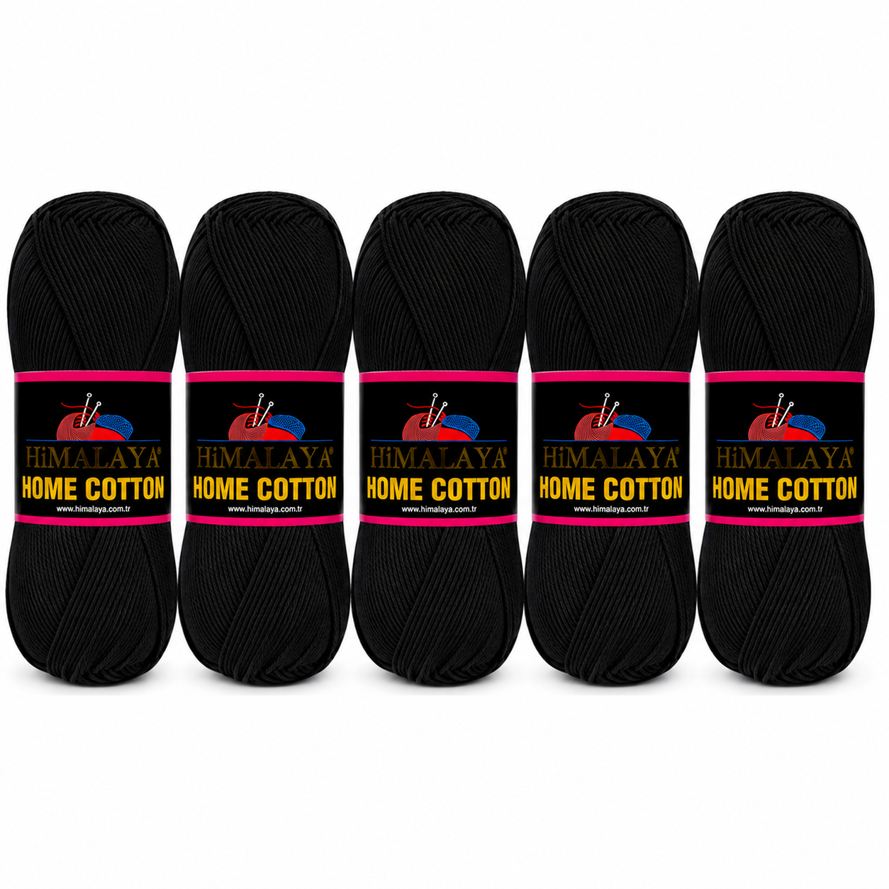 Himalaya Home Cotton Blend - Black Aran Yarn - 100g x 5 Ball Value Pack