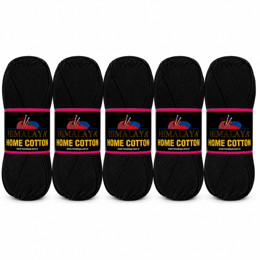 Himalaya Home Cotton Blend - Black Aran Yarn - 100g x 5 Ball Value Pack