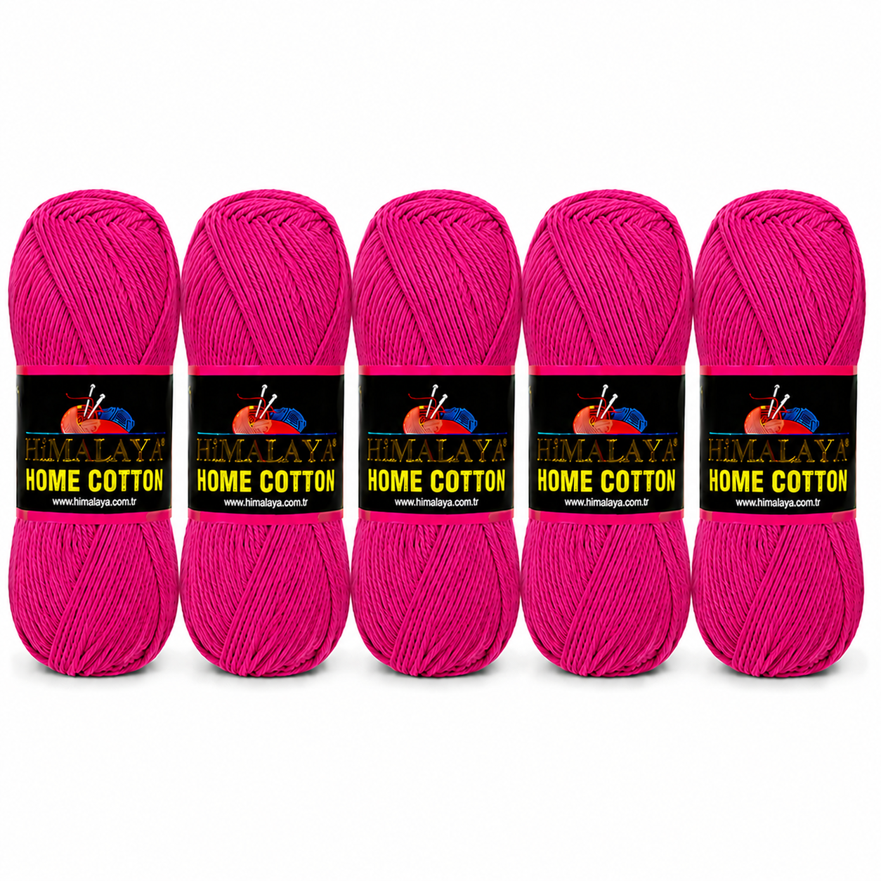 Himalaya Home Cotton Blend - Cerise Aran Yarn - 100g x 5 Ball Value Pack
