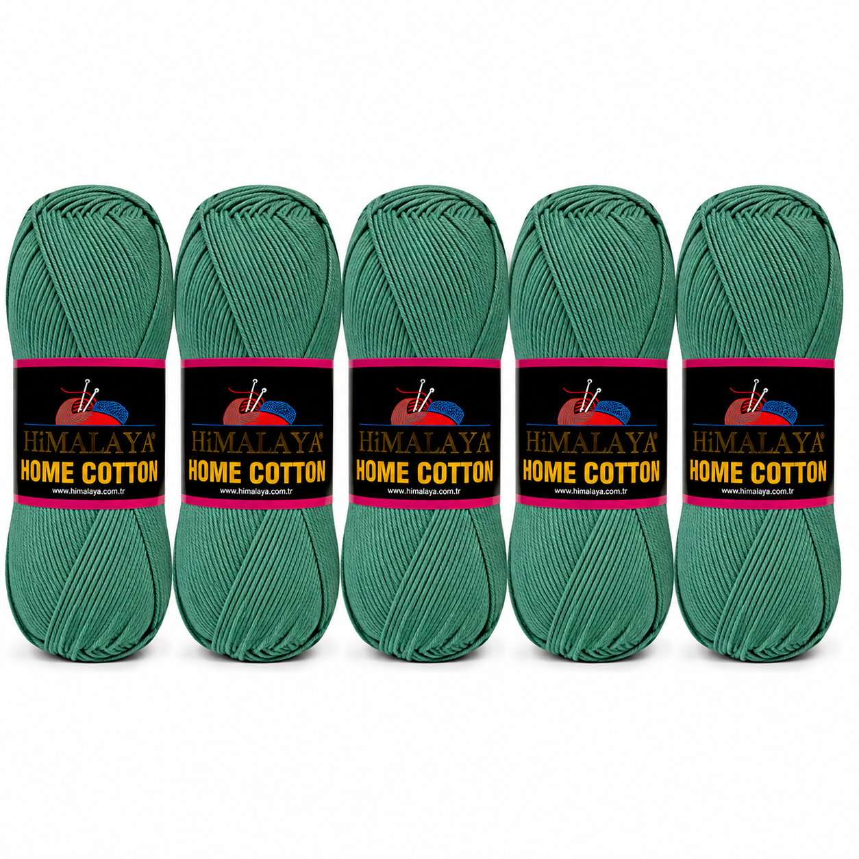 Himalaya Home Cotton Blend - Green Aran Yarn - 100g x 5 Ball Value Pack