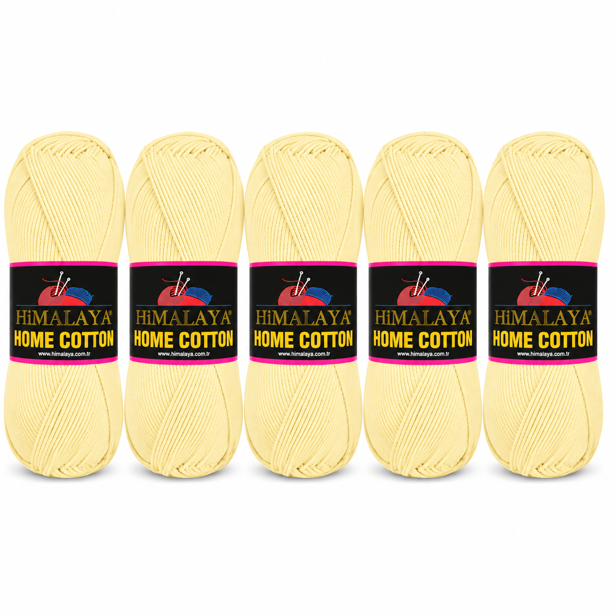 Himalaya Home Cotton Blend - Lemon Aran Yarn - 100g x 5 Ball Value Pack