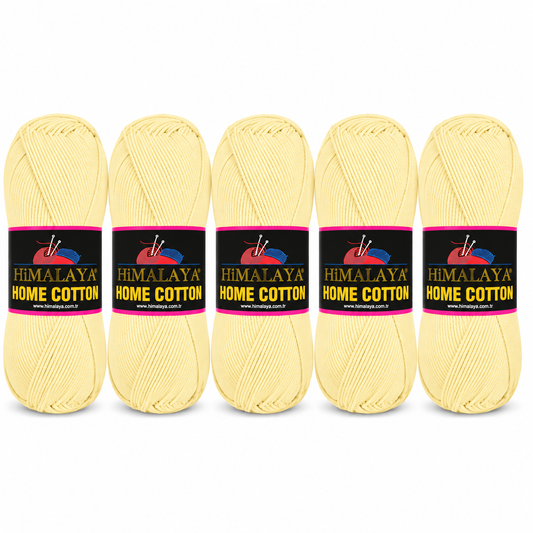 Himalaya Home Cotton Blend - Lemon Aran Yarn - 100g x 5 Ball Value Pack