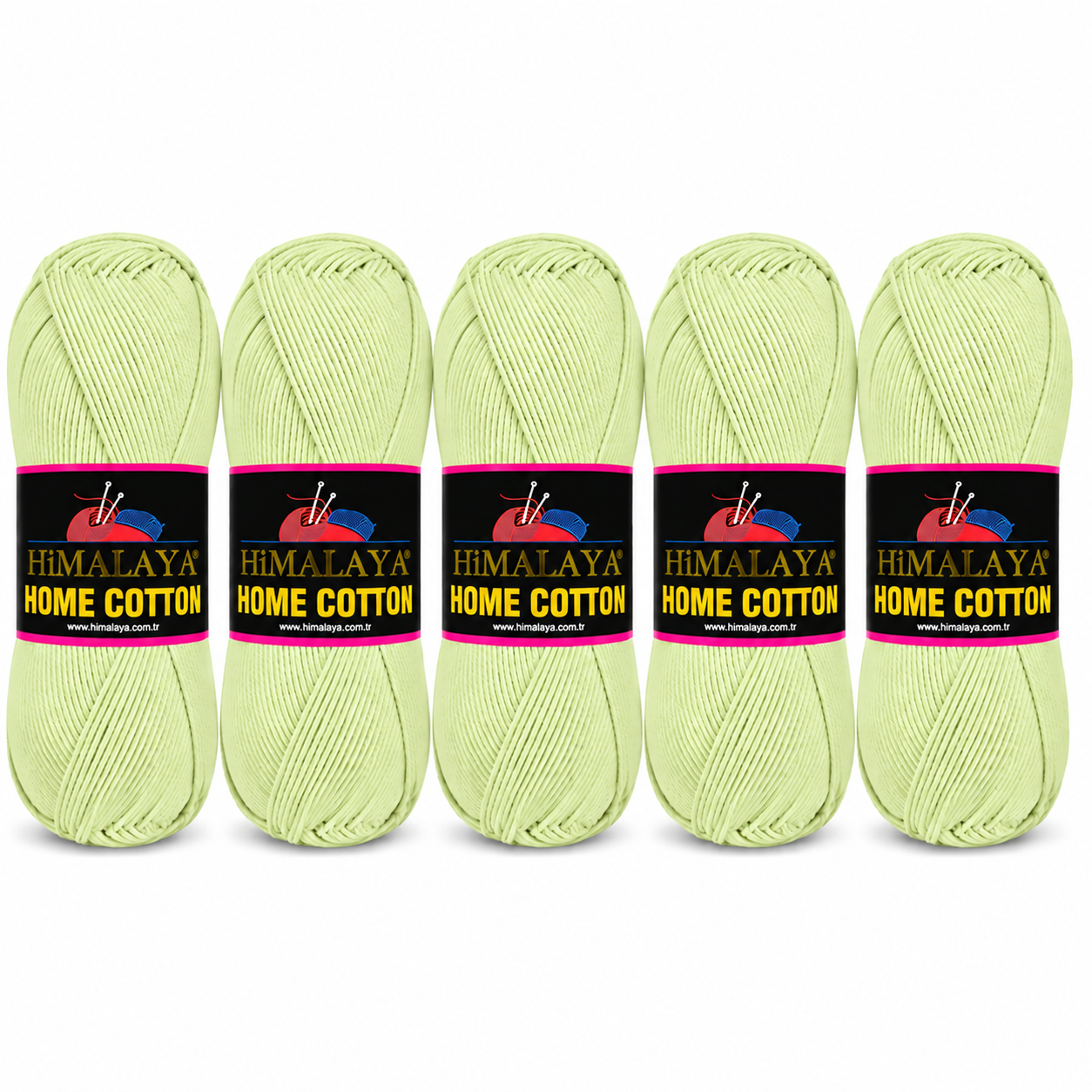 Himalaya Home Cotton Blend - Lime Aran Yarn - 100g x 5 Ball Value Pack