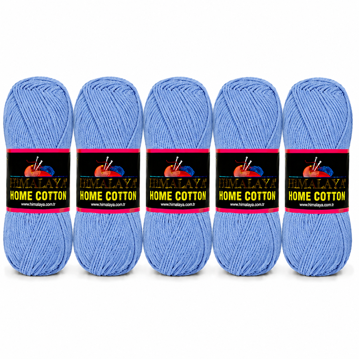 Himalaya Home Cotton Blend - Mid Blue Aran Yarn - 100g x 5 Ball Value Pack