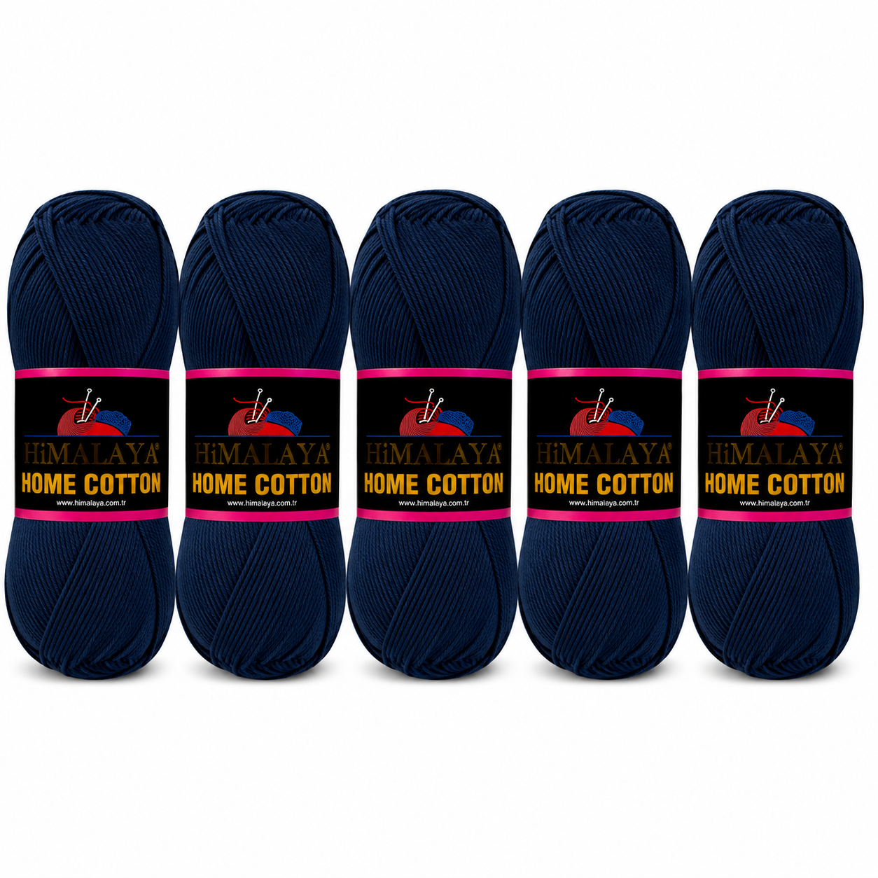 Himalaya Home Cotton Blend - Navy Blue Aran Yarn - 100g x 5 Ball Value Pack