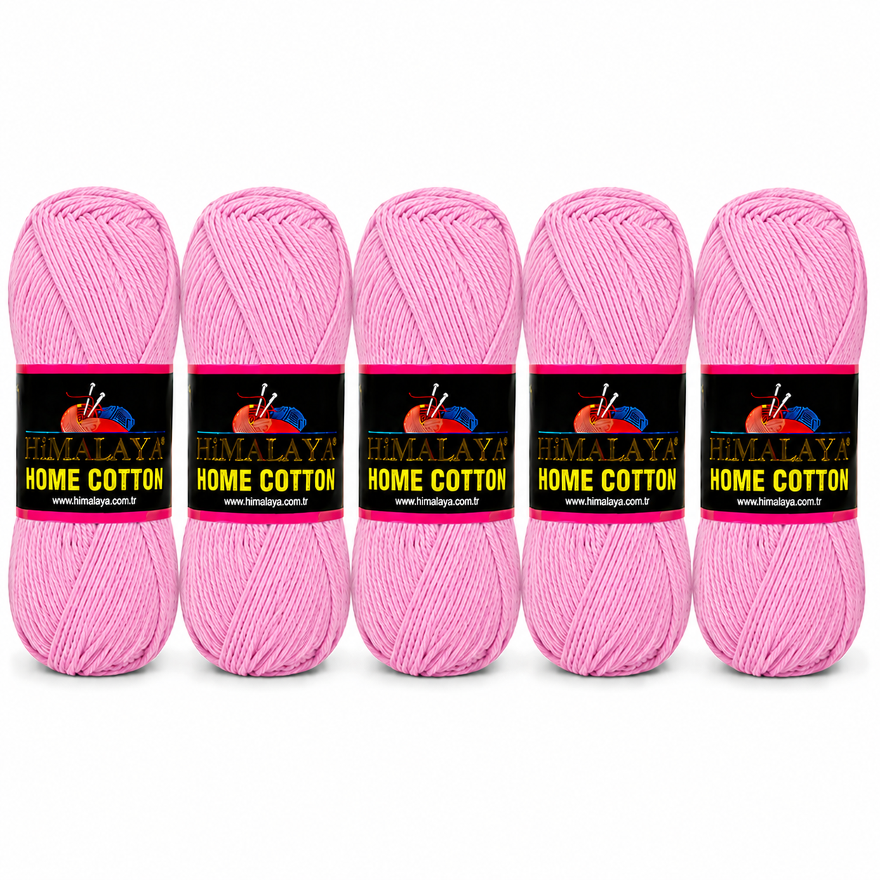 Himalaya Home Cotton Blend - Pink Aran Yarn - 100g x 5 Ball Value Pack