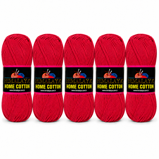 Himalaya Home Cotton Blend - Red Aran Yarn - 100g x 5 Ball Value Pack