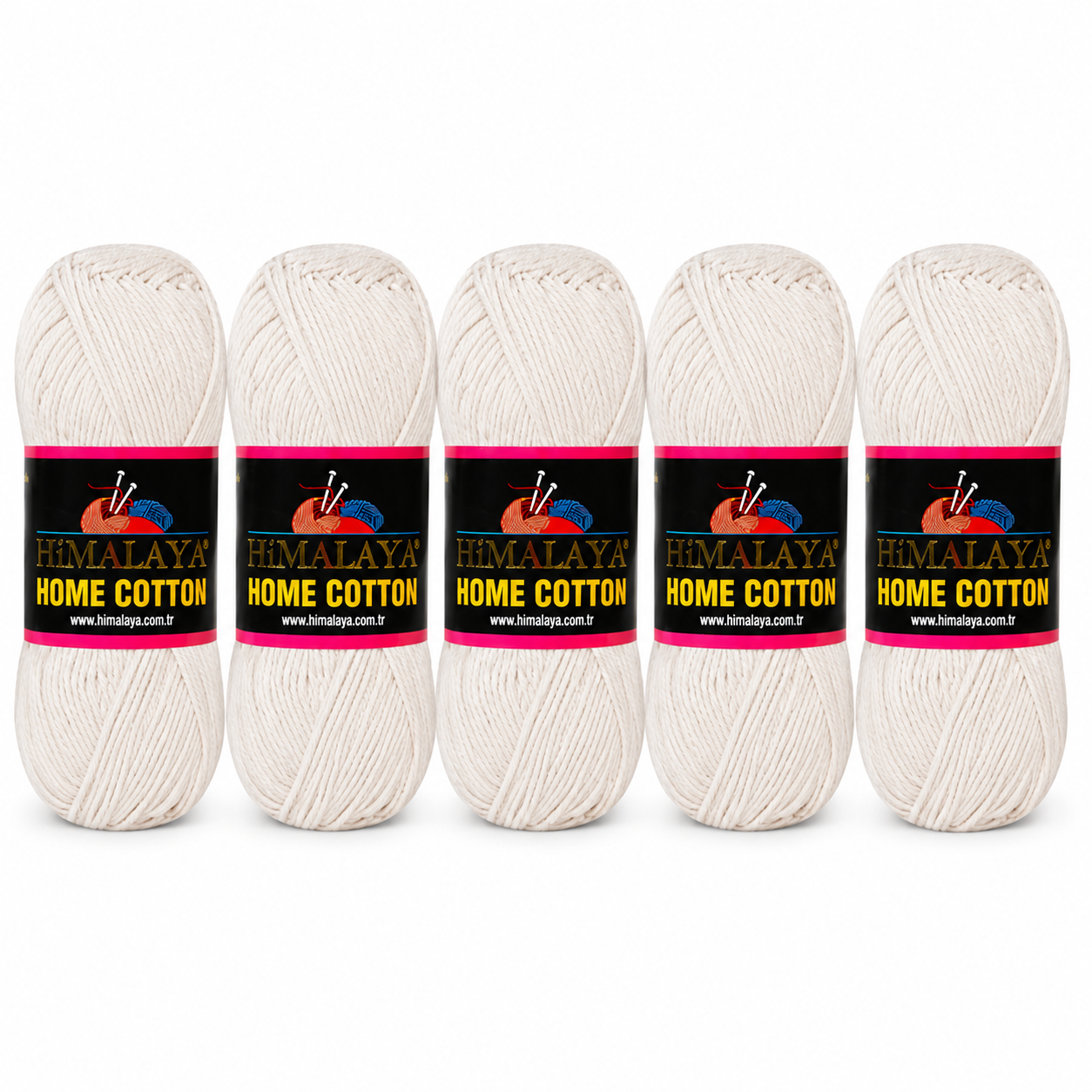 Himalaya Home Cotton Blend - Cream Aran Yarn - 100g x 5 Ball Value Pack