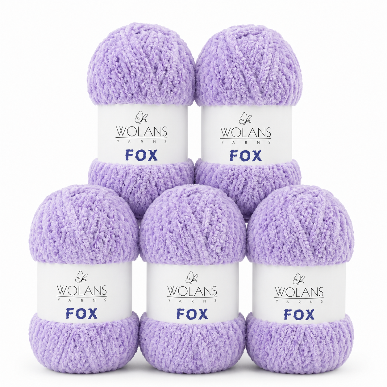Wolans - Fox Yarn - Fluffy Fur Effect - Light Purple - 5 x 100g Ball Pack