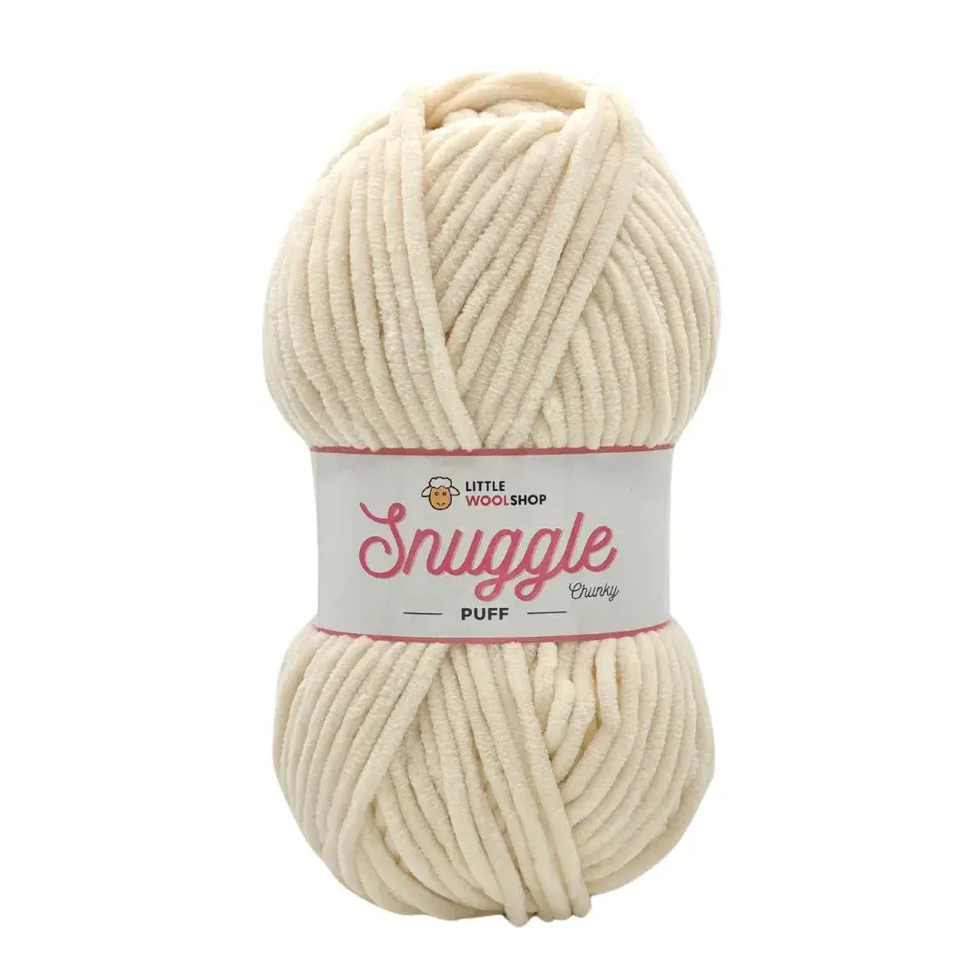 The Little Wool Shop - Snuggle Puff - Chunky Chenille Yarn - Pack of 5 x 100g Balls - 025 Vanilla Bean