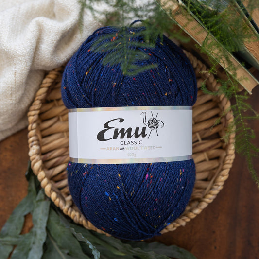 Emu Yarns - Classic Aran with Wool Tweed - 400g Ball - Midnight