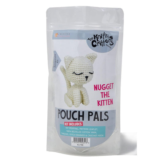 Knitty Critters - Pouch Pals - Amigurumi Crochet Kit - Nugget The Kitten