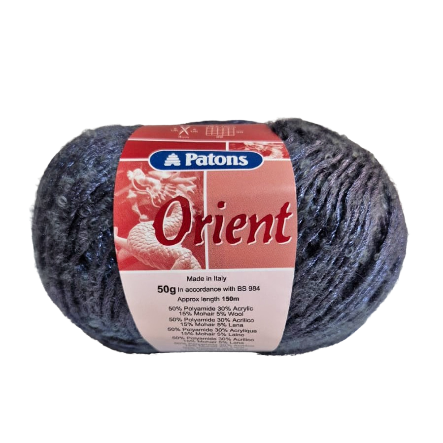 Patons - Orient - DK Yarn - 50g Ball - Mohair Mix - Shade 00008 Grey Blue