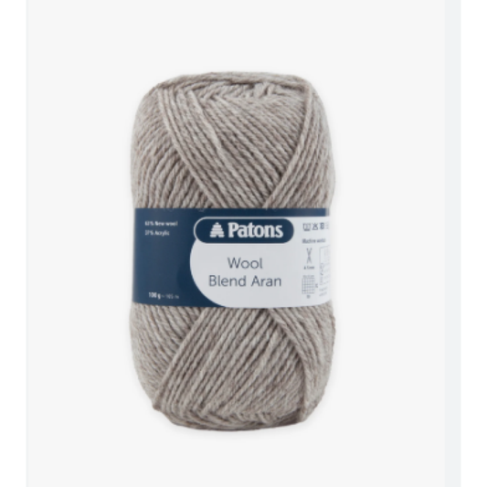 Patons -  Wool Blend Aran Yarn - 100g Ball - 00011 Beige