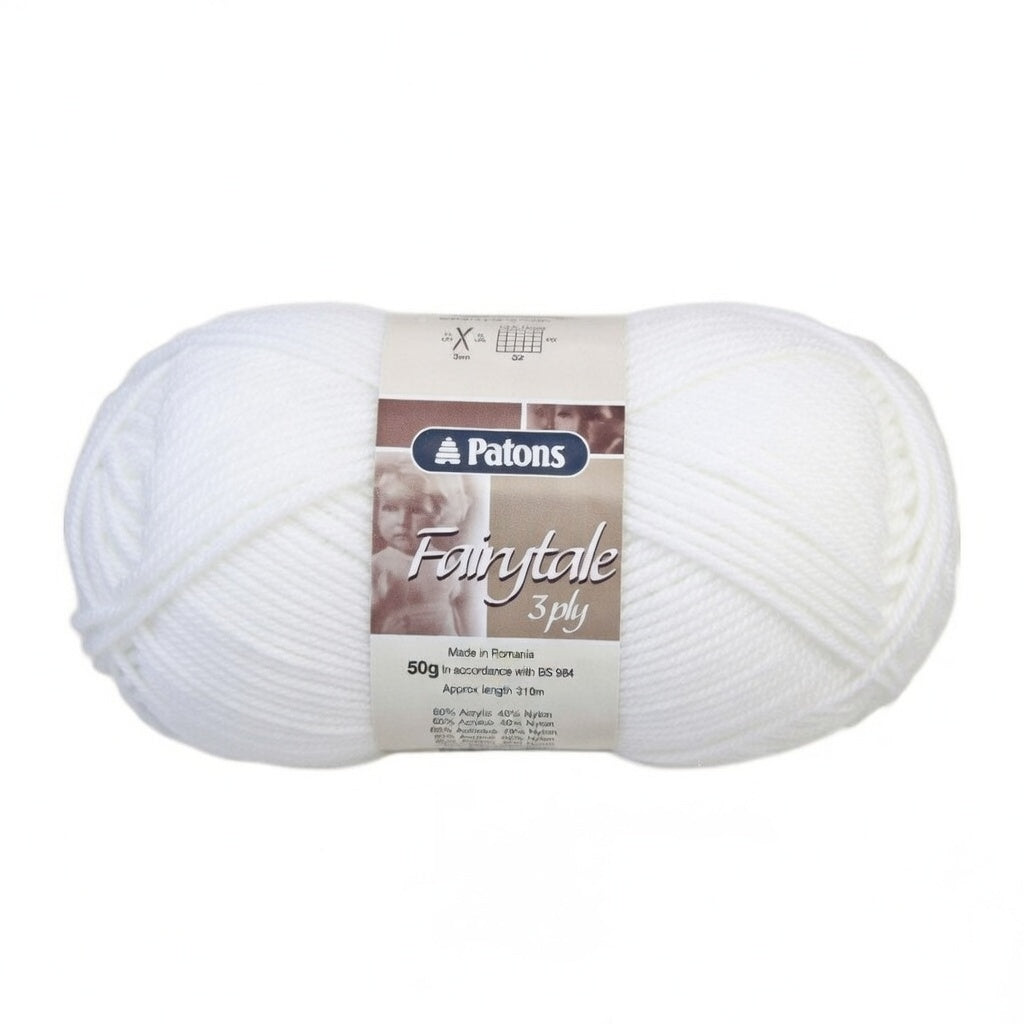 Patons - Fairytale - 3Ply yarn - 50g Ball - 3300 White