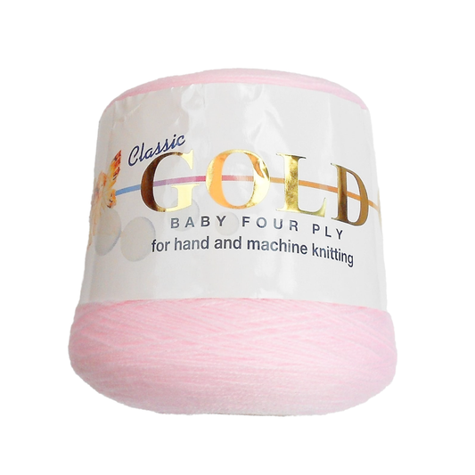 Woolcraft - Classic Gold - Baby 4Ply - 400g Cone - Baby Pink