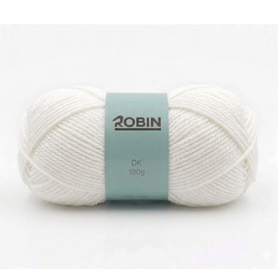 Robin DK Double Knit Yarn – White (001) – 100g Ball