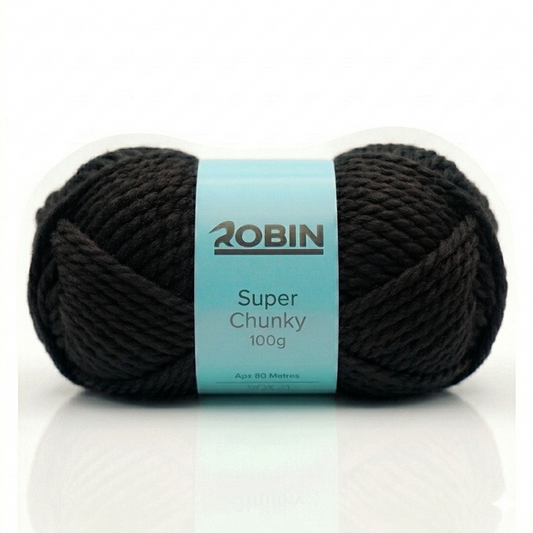 Robin Super Chunky Yarn – Black (44) – 100g Ball