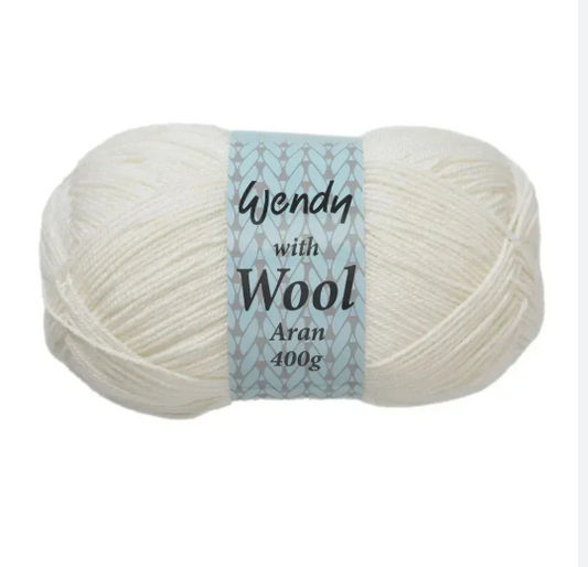 Wendy - Aran with Wool - 400g Ball - 5500 White